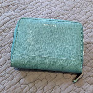 New but flawed Tiffany & Co Blue Leather Zip Wallet